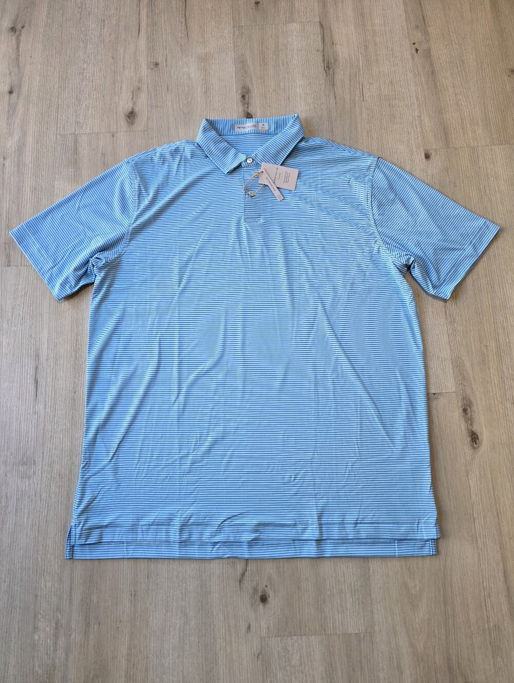 Peter Millar Featherweight Stripe Performance Polo Seaport Blue Men Size XL